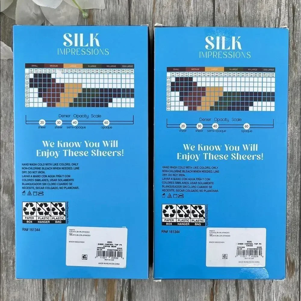 Silk Impressions 20 Denier Sheer Tights and Control Top Pantyhose 2, 4-Packs 3X
